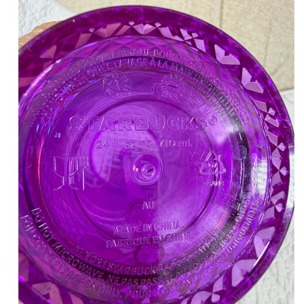 Starbucks Purple Jeweled Venti 24oz Tumbler Insulated Travel Cup Reusable Mug - Picture 3 of 8